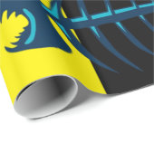 Cadeau Papier brillant à envelopper, Noir Chat Poisson Bo (Coin rond)