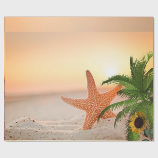 Cadeau Papier brillant à envelopper Starfish Beach (Plat)