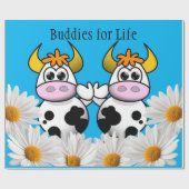 Cadeau Papier brillant à envelopper, Vache Floral Blanc B (Plat)