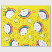 Cadeau Papier brillant, Arc-en-ciel nuages soleil Jaune (Plat)