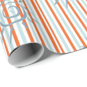 Cadeau Papier brillant, Bleu et Orange Star (Coin rond)