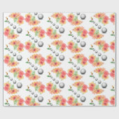 Cadeau Papier brillant, Boules de golf Golfer Floral (Plat)