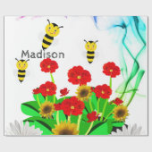 Cadeau Papier brillant, Bumblebee Floral (Plat)