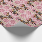 Cadeau Papier brillant, Chevaux rose (Coin)