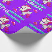 Cadeau Papier brillant, Coeurs Bleus Unicorne Purple (Coin)