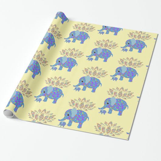 Cadeau Papier brillant, Eléphant coloré (Déroulé)