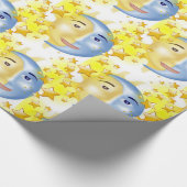 Cadeau Papier brillant, Lune Soleil Étoiles Jaunes (Coin)