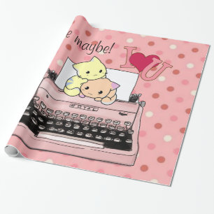 Cadeau Papier brillant, Machine à écrire rose Appel peut-