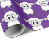 Cadeau Papier brillant, Mouton violet (Coin rond)