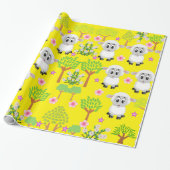 Cadeau Papier brillant, Moutons Floral Jaune (Déroulé)