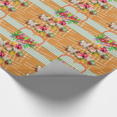 Cadeau Papier brillant, Orange Floral (Coin)