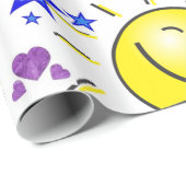 Cadeau Papier brillant, Papillon Coeur Soleil Vache (Coin rond)