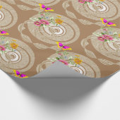 Cadeau Papier brillant, Papillon floral beige (Coin)