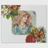 Cadeau Papier brillant, Papillon floral victorien (Plat)