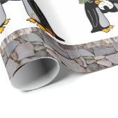 Cadeau Papier brillant, Pirate Penguin Bateau (Coin rond)