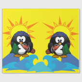 Cadeau Papier brillant, Plage Surfer Penguin (Plat)