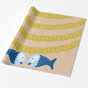 Cadeau Papier brillant, Poisson à chaîne or
