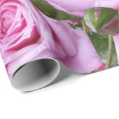 Cadeau Papier brillant, Roses roses roses (Coin rond)