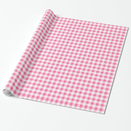 Cadeau Papier Cadeau, Vichy Rose et Blanc (Déroulé)