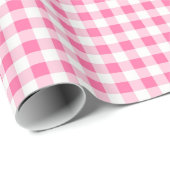 Cadeau Papier Cadeau, Vichy Rose et Blanc (Coin rond)