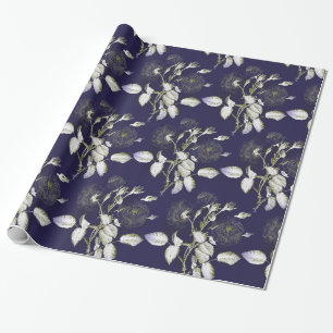 CADEAU PAPIER CADOUCOLORÉ FLEUR BLEU ET BLANC PROFOND