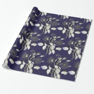 CADEAU PAPIER CADOUCOLORÉ FLEUR BLEU ET BLANC PROFOND