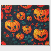 Cadeau Papier citrouille orange éffrayant Halloween (Plat)