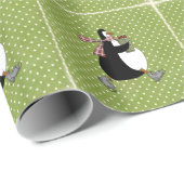 Cadeau Papier courant de Noël de pingouins (Coin rond)
