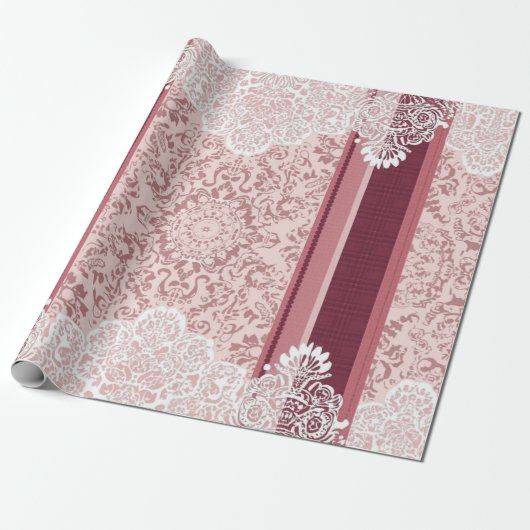 Cadeau Papier Damassé Baroque Vintage (Déroulé)
