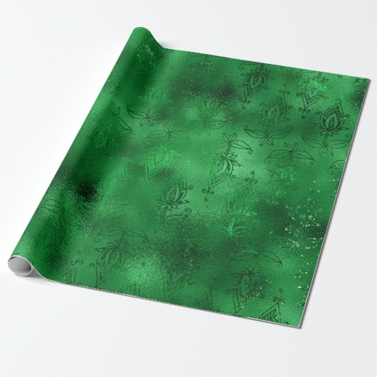 Cadeau Papier damassé glamour vert émeraude (Déroulé)