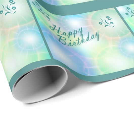 Cadeau papier d'anniversaire bleu heureux (Coin rond)