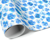 Cadeau Papier d'aquarelle bleu et blanc (Coin rond)