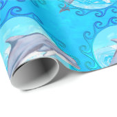 Cadeau Papier dauphin maori enveloppant soleil (Coin rond)