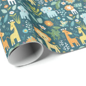 Cadeau Papier de Baby shower Jungle Joy (Coin rond)