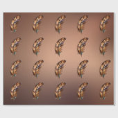Cadeau Papier de couleur cuivre brillant Brun doré Plumes (Plat)