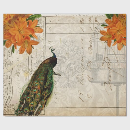 Cadeau Papier de Decoupage d'éphémères de paon (Plat)