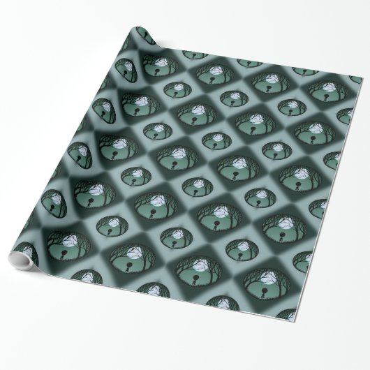 Cadeau Papier de Noël Alien mou et gris (Déroulé)