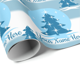 Cadeau Papier de Noël bleu personnalisé