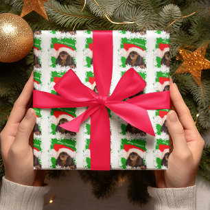 Cadeau Papier de Noël Cavalier King Charles noir et feu