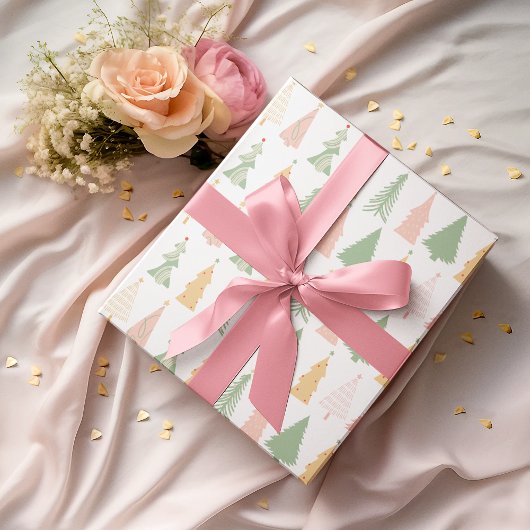 Cadeau Papier de Noël coloré Pastel