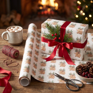 Cadeau Papier de Noël en pain d'épices carrelable