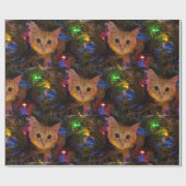 Cadeau Papier de Noël Orange Kitty (Plat)