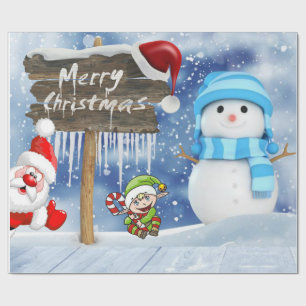 Cadeau Papier de Noël Père Noël, Snowman