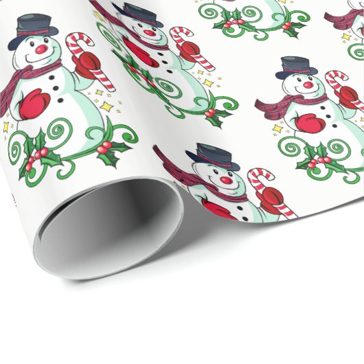 Cadeau Papier de Noël - Snowman de vacances (Coin rond)