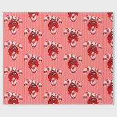 Cadeau Papier de Noël Sucre de canne papier rouge bande (Plat)