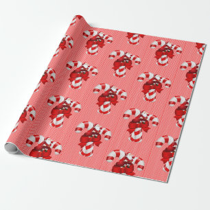 Cadeau Papier de Noël Sucre de canne papier rouge bande