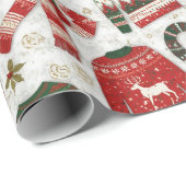 Cadeau Papier de Noël traditionnel/classique (Coin rond)