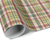 Cadeau Papier de Noël traditionnel rouge et vert (Coin rond)