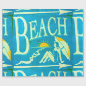 Cadeau papier de plage bleu (Plat)