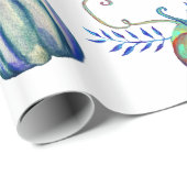 Cadeau Papier de recouvrement de dessin rustique couleur  (Coin rond)